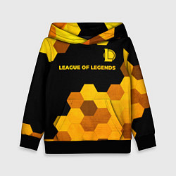 Толстовка-худи детская League of Legends - gold gradient: символ сверху, цвет: 3D-черный