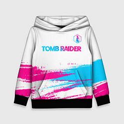 Толстовка-худи детская Tomb Raider neon gradient style посередине, цвет: 3D-черный