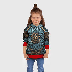 Толстовка-худи детская Симметричный орнамент в кельтской стилистике, цвет: 3D-красный — фото 2