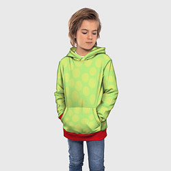 Толстовка-худи детская Зеленый крупный горох геометрический орнамент, цвет: 3D-красный — фото 2