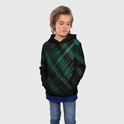 Толстовка-худи детская Тёмно-зелёная шотландская клетка, цвет: 3D-синий — фото 2