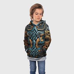 Толстовка-худи детская Асимметричный узор в скандинавском стиле, цвет: 3D-меланж — фото 2