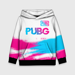 Толстовка-худи детская PUBG neon gradient style посередине, цвет: 3D-черный