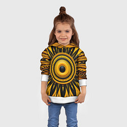 Толстовка-худи детская Желто-черный узор в африканском стиле, цвет: 3D-белый — фото 2
