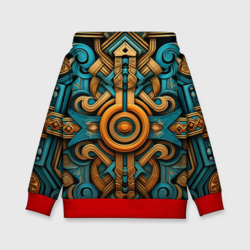 Детская толстовка Орнамент в норвежском стиле / 3D-Красный – фото 2