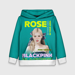 Толстовка-худи детская Rose - девушка певица из группы Blackpink, цвет: 3D-белый