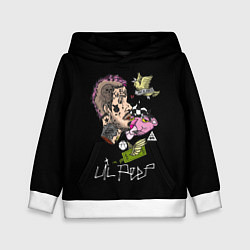 Толстовка-худи детская Lil Peep рэпер, цвет: 3D-белый