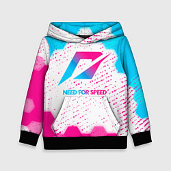 Толстовка-худи детская Need for Speed neon gradient style, цвет: 3D-черный