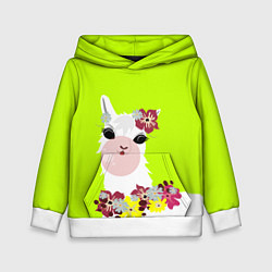 Детская толстовка Лама - альпака в венке