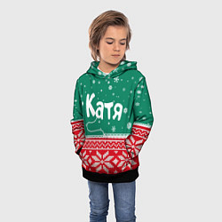 Толстовка-худи детская Катя новогодняя, цвет: 3D-черный — фото 2
