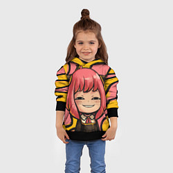 Толстовка-худи детская Аня Форджер лицо, цвет: 3D-черный — фото 2