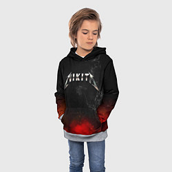 Толстовка-худи детская Никита в стиле Металлика - огонь и искры, цвет: 3D-меланж — фото 2