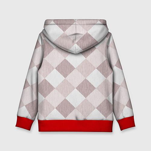 Детская толстовка Геометрический светло коричневый узор квадраты / 3D-Красный – фото 2