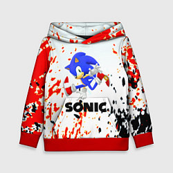 Толстовка-худи детская Sonic краски абстрактные, цвет: 3D-красный