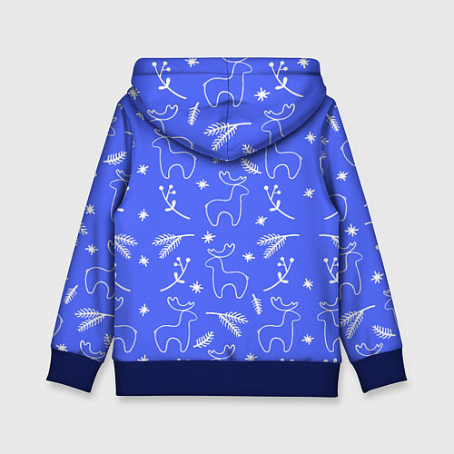 Детская толстовка Синий рождественский принт с оленями / 3D-Синий – фото 2