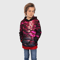 Толстовка-худи детская Неоновые фиолетовые и розовые камни, цвет: 3D-красный — фото 2
