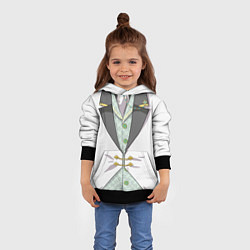 Толстовка-худи детская Белый мультяшный фрак с шейным платком, цвет: 3D-черный — фото 2
