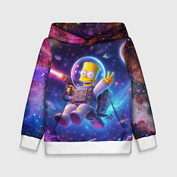 Толстовка-худи детская Барт Симпсон с лазерным пистолетом в космосе, цвет: 3D-белый