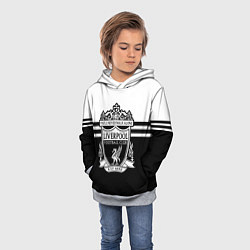 Толстовка-худи детская Ливерпуль - черно-белый, цвет: 3D-меланж — фото 2