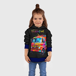 Толстовка-худи детская Весёлый дальнобой, цвет: 3D-синий — фото 2