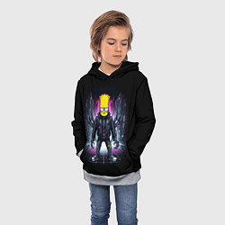 Толстовка-худи детская Cool Bart Simpson - cyberpunk - ai art, цвет: 3D-меланж — фото 2