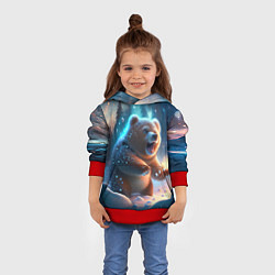 Толстовка-худи детская Полярный мишка, цвет: 3D-красный — фото 2