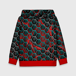 Толстовка-худи детская Нано шестиугольник, цвет: 3D-красный
