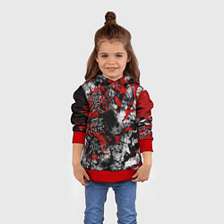 Толстовка-худи детская Японский стиль иероглифы, цвет: 3D-красный — фото 2