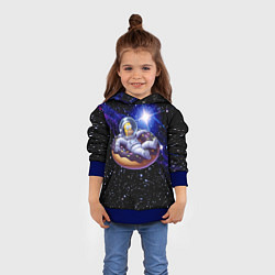 Толстовка-худи детская Космонавт Гомер Симпсон на пончике - нейросеть, цвет: 3D-синий — фото 2