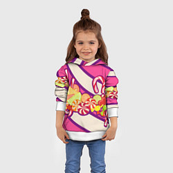 Толстовка-худи детская Конфеты и полосы, цвет: 3D-белый — фото 2