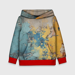 Толстовка-худи детская Гранжевая стена с краской, цвет: 3D-красный