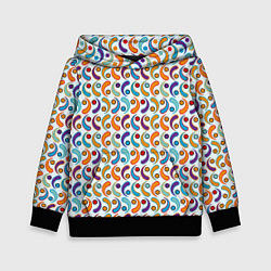 Толстовка-худи детская Паттерн из симметричных фигур, цвет: 3D-черный