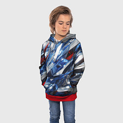 Толстовка-худи детская Абстрактные осколки стеклянных кристалов, цвет: 3D-красный — фото 2