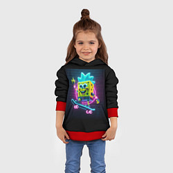 Толстовка-худи детская Sponge Bob on a skateboard, цвет: 3D-красный — фото 2