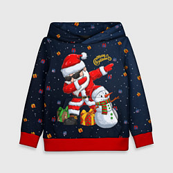 Толстовка-худи детская Санта Клаус и снеговик, цвет: 3D-красный
