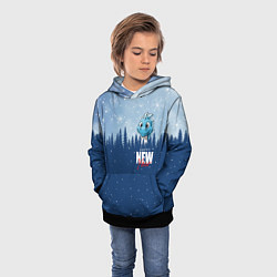 Толстовка-худи детская Дракон в зимнем лесу, цвет: 3D-черный — фото 2