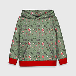 Толстовка-худи детская Goblincore - паттерн, цвет: 3D-красный