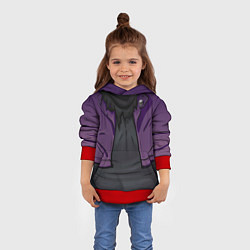 Толстовка-худи детская Фиолетовая косуха лича с черепами, цвет: 3D-красный — фото 2