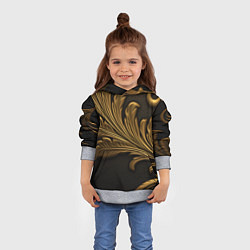 Толстовка-худи детская Золотые узоры листья объемные, цвет: 3D-меланж — фото 2