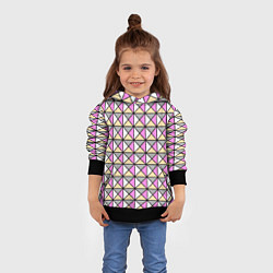Толстовка-худи детская Геометрический треугольники бело-серо-розовый, цвет: 3D-черный — фото 2