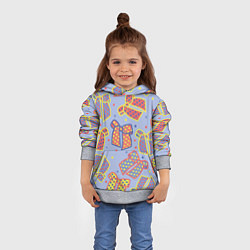 Толстовка-худи детская Узор с яркими разноцветными бантами в горошек, цвет: 3D-меланж — фото 2