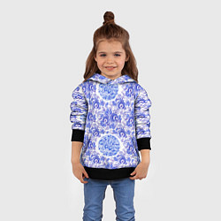Толстовка-худи детская Новогодняя гжель роспись, цвет: 3D-черный — фото 2
