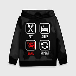 Толстовка-худи детская Eat, sleep, GTA6, repeat, цвет: 3D-черный