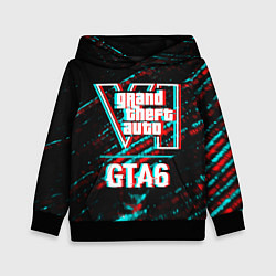 Детская толстовка GTA6 в стиле glitch и баги графики на темном фоне