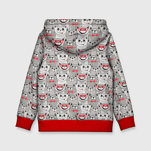 Детская толстовка Серые коты / 3D-Красный – фото 2