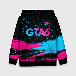Толстовка-худи детская GTA6 - neon gradient посередине, цвет: 3D-черный