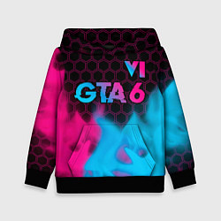 Толстовка-худи детская GTA 6 - neon gradient посередине, цвет: 3D-черный