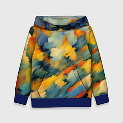 Толстовка-худи детская Жёлтые и синие мазки, цвет: 3D-синий