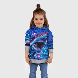 Толстовка-худи детская Фиолетовая акула, цвет: 3D-меланж — фото 2