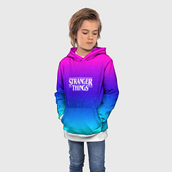 Толстовка-худи детская Stranger Things gradient colors, цвет: 3D-белый — фото 2